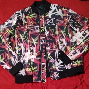 INC International Concepts Red and Yellow Bomber Jacket